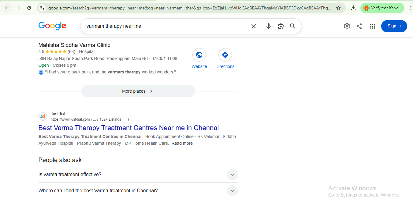 Siddha Varmam SEO Case Study: Page 1 Rank for Mahisha Siddha